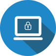 Laptop with lock icon representing Creative Security's background check services