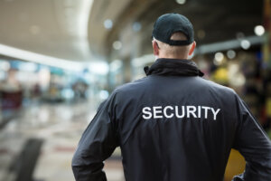 Man in security jacket
