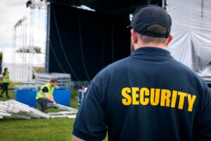 A security guard overlooking a site.